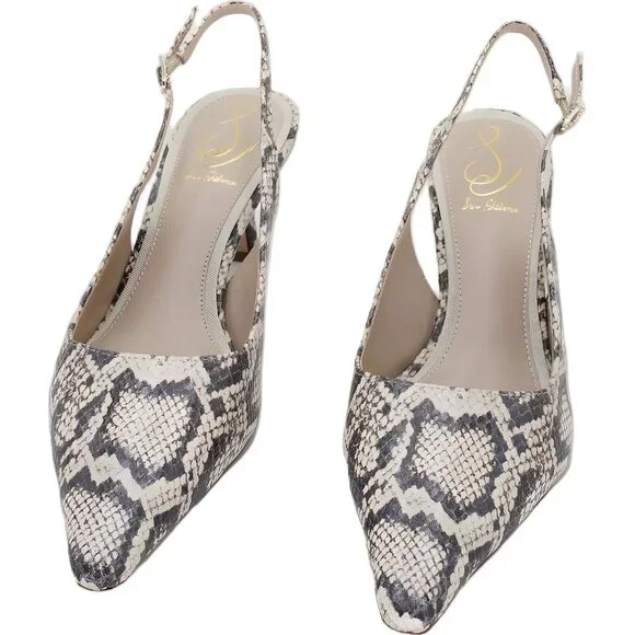 Sam Edelman Bianka Snakeskin Slingback Pointed Toe Heels US 8M EU 38.5 - Picture 5 of 6